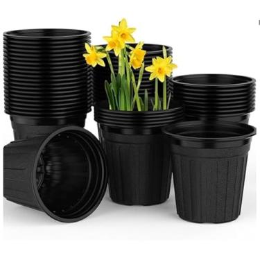 Imagem de BeapTcely Vasos para berçário, vaso inicial de sementes, vasos de plástico para mudas de flores com orifícios de drenagem, recipiente flexível para plantas de jardim interno e externo, gramado