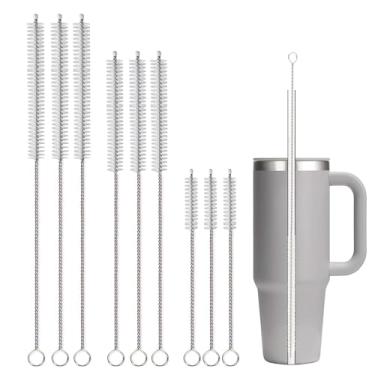 Imagem de Escova de limpeza de palha extra longa de 35,5 cm para copos Stanley 40,30,20 g, limpador de canudo reutilizável de 20,3 cm para mamadeira de bebê, kit de limpeza de escova de palha de 30,5 cm, escova