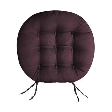 Imagem de Almofada Redonda P/Cadeira Sofá Banco Decoração Oxford Futton Futon 40x40cm almofada para cadeira para Cadeira Sofá e Banco com Amarração Assento Decorativo(Marrom)