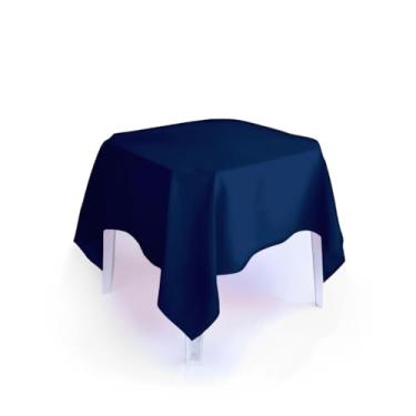 Imagem de Toalha de Mesa Quadrada Oxford Lisa com Bainha Toalha de Mesa 4 Lugares para Festa Buffet e Restaurante (Azul Marinho,02 UNIDADES)