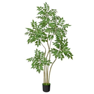 Imagem de Árvore sintética de 1,8 m, árvores artificiais para decoração de casa, ambientes internos, decorações de árvores, ao ar livre, árvores artificiais para ambientes externos, árvore artificial interna