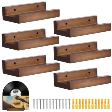 Imagem de Prateleira de disco de vinil de madeira, suporte de parede pequeno, prateleira de exibição de disco de parede, prateleiras de disco de vinil, suporte de exibição de álbum para LP, CD, armazenamento de