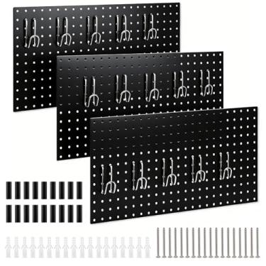Imagem de DEWEL Peg Board, conjunto de painel organizador de ferramentas de 58,4 cm x 30,5 cm (3 peças preto)