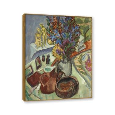 Imagem de NHLDZYH Moldura de teca. Arte de parede em tela de especiarias coloridas e colher de tempero | Decoração de cozinha vintage | Arte moderna para casa e sala de jantar. B59. 80 x 105 cm - 31,5 x 41,3