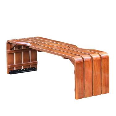 Imagem de Banco de jardim ao ar livre, banco de jardim de madeira maciça para duas pessoas, design rústico, à prova de intempéries, perfeito para quintal, deck, gramado, beira da piscina (tamanho: 120 cm/47,2