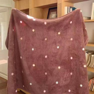 Imagem de Cobertor de lã polar, cobertor aconchegante de dupla face para outono e inverno, cobertor de sofá com vários tamanhos e padrões para todas as idades (bolinhas marrons, 152 x 203 cm)