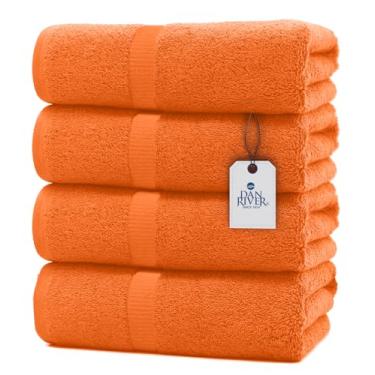 Imagem de DAN RIVER Pacote com 4 toalhas de banho de algodão – 61 x 122 cm, leve, super absorvente, secagem rápida, toalhas de corpo grossas macias e duráveis para casa, academia e spa, laranja