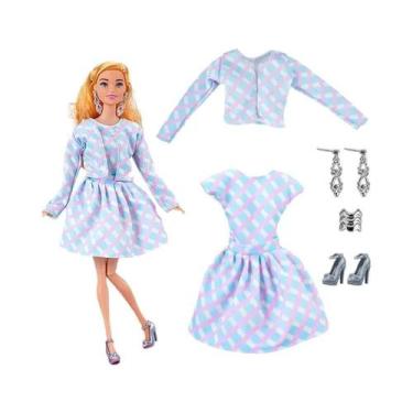 Imagem de Vestido Fashion Para Boneca Barbie, Conjunto De Inverno Com Saia, Suét