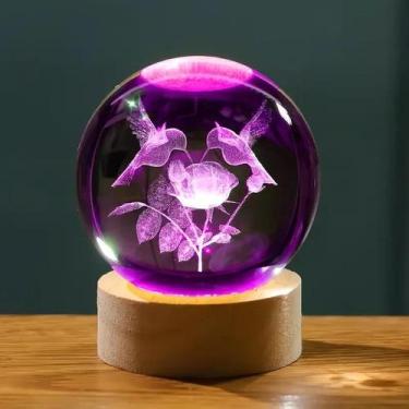 Imagem de Luz Noturna Em Cristal De Mel Duplo Bee Com Gravação a Laser 3D, Decor