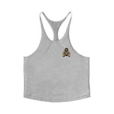 Imagem de Camiseta Sem Mangas Para Academia Com Estampa De Leão Para Homens, Cam