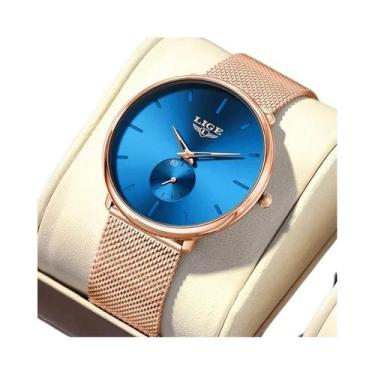 Imagem de Relógio De Pulso Feminino Ultra Fino Em Malha Quartz NOVO LIGE Clássic