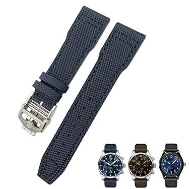 Imagem de AHGDDA Pulseira de relógio de couro de nylon de 20 mm, 21 mm, para relógio IWC Portofino Big Pilot IW3293 Mark 18, para relógio TAG Heuer, pulseira de couro e nylon, para relógio Tissot Pulseira