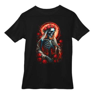 Imagem de Camiseta Rock Esqueleto Skull Estampa Dtf Camisa Preta Basic - Genéric
