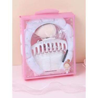 Imagem de 6 conjuntos de faixas de cabeça de spa para lavar o rosto e cuidados com a pele facial, faixas de flores, clipe de garra, faixas de maquiagem inchadas para máscara de lavagem de rosto, faixa de cabeça