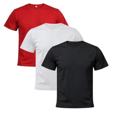 Imagem de Kit 3 Camisetas Masculina 100% Algodão Básica Lisa Gola Redonda Varias