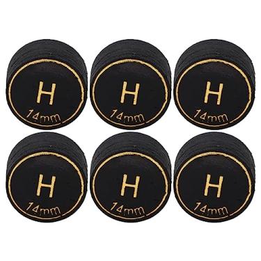 Imagem de Luqeeg Dicas de Taco de Bilhar, Substituição Durável Profissional para Tacos de Bilhar e Sinuca 14mm Pu Preto 6 Peças para Jogos de, Casa (H)