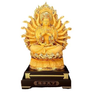 Imagem de FENNYYAR Guanyin Bodhisattva Lotus Ornamento Estátua de Buda Sala de Estar, 29 cm 29 cm, Decoração de Artesanato Doméstico