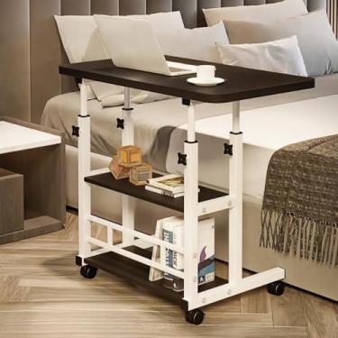 Imagem de Multiuso Portátil Regulável 60x40cm – Mesa para Laptop e Tablet com Rodinhas para Cama, Sofá e Home Office(MARRON/BRANCO)