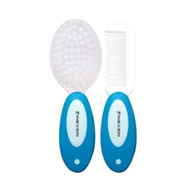 Imagem de Kit Baby Escova E Pente De Cabelo Cerdas Macias Marco Boni, Azul