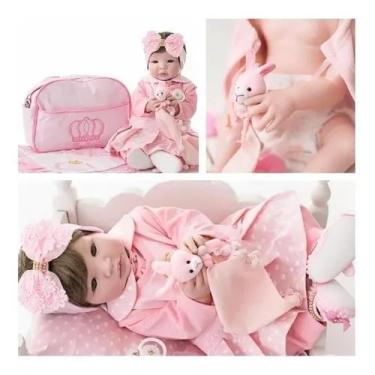 Imagem de Bebe Reborn Original Castanha 100% Silicone Pode Dar Banho - Meu Xodó