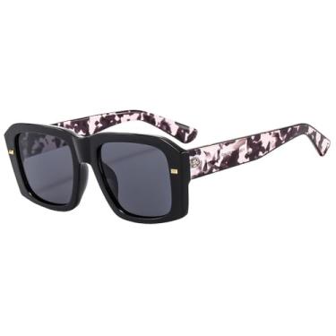 Imagem de Óculos de Sol UV400 - Estampa de Leopardo em Degradê Colorido para Homens e Mulheres, Ideal para Esportes ao Ar Livre, Corrida e Ciclismo, com Flor Preta