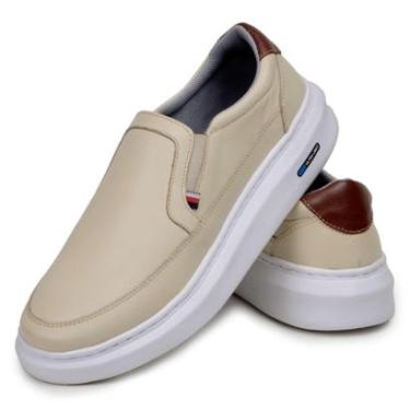 Imagem de Sapatenis Sapato Masculino Mocassim Slip On Couro Legitimo Tenis Confortavel-Masculino