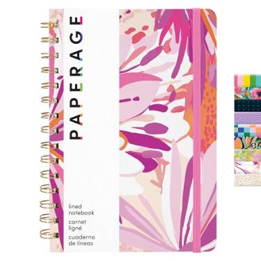 Imagem de PAPERAGE Caderno de diário espiral forrado, 160 páginas, diário de capa dura para mulheres e homens, médio 14 x 20 cm - 100 g/m2, papel grosso, caderno espiral para trabalho, escola e diário