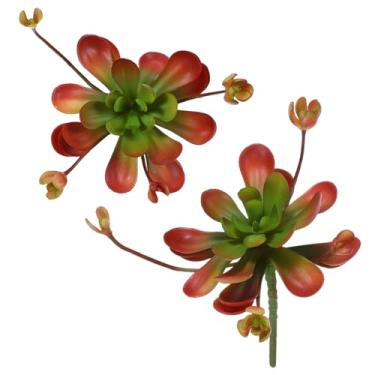 Imagem de PATIKIL 2 peças de plantas suculentas artificiais 5,1 polegadas realistas suculentas falsas decorações para jardim, festa de casamento, decoração de arranjo de casa, interior e exterior, vermelho