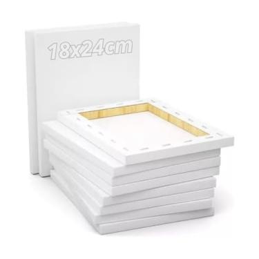 Imagem de Kit 10 Telas de Pintura 18x24cm sem Cavalete Branca Moldura de Madeira