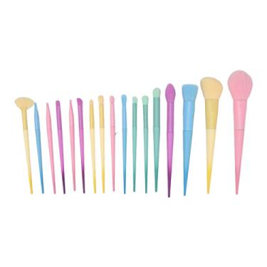 Imagem de CUOFYUNL 17pcs Pincel de maquiagem Cores doces Tubo de alumínio macio e grosso Kit de escova cosmética para festas de namoro ao ar livre
