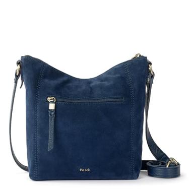 Imagem de The Sak Bolsa transversal Ashland - Bolsa feminina de couro para uso diário e viagens - Corpo cruzado com alça de ombro ajustável, Camurça índigo, Medium, Bolsa transversal Ashland