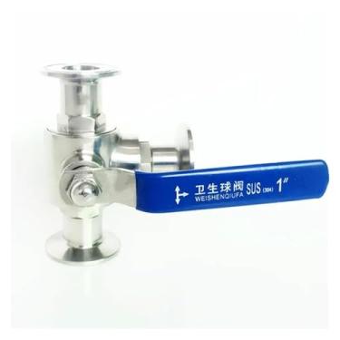 Imagem de Serve para tubo de 63 mm OD x válvula de esfera de porta L de três braçadeiras de 6,3 cm SUS 304 inoxidável para fabricação de cerveja em casa WWECCQIJ