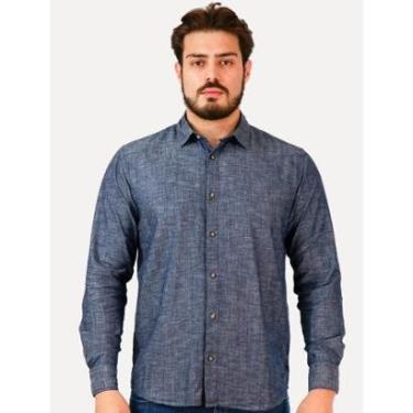 Imagem de Camisa Reserva Masculina Cotton Maly Azul Índigo Mescla-Masculino