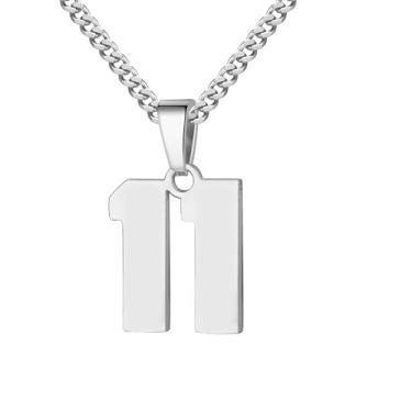 Imagem de Colar com Número Individual em Aço Inoxidável, Corrente de 22 Polegadas, Pingente Numérico Minimalista Unissex, Acessório Versátil para Uso Diário ou Presente