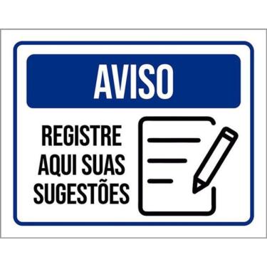 Imagem de Kit 5 Placas Aviso Registre Aqui Suas Sugestões 36X46