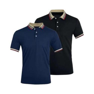 Imagem de Camisa Polo Masculina De Verão 2 Peças Respirável Casual Para Escritór