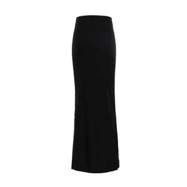 Imagem de Saia Longa Maxi Feminina Preta De Cintura Alta Elegante Sem Costura Ca