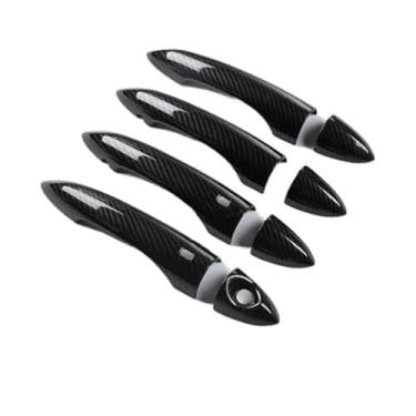 Imagem de Maçaneta externa do carro maçaneta externa ABS fibra de carbono substituição porta exterior adesivo guarnição para Alfa para Romeo para Giulia Amp; para Stelvio 2015-2020