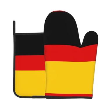 Imagem de Conjunto de 2 peças de luvas de forno com estampa de bandeira alemã, adequado para cozinhar, assar e grelhar ao ar livre