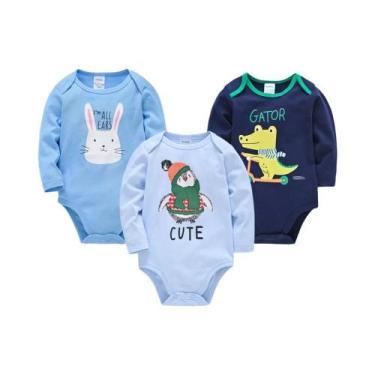Imagem de Macacão De Algodão Para Bebês Meninos Recém-Nascidos, Body De Manga Lo