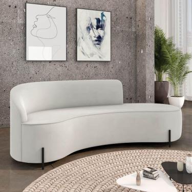 Imagem de Sofá 4 Lugares Orgânico 220cm Pé Ferro Preto Morgan Veludo Cinza