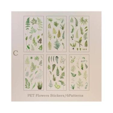 Imagem de Adesivos Decorativos Transparentes De Plantas E Flores Em PET, Pacote 