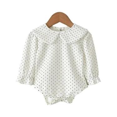 Imagem de Macacão Branco De Algodão Para Bebê Menina 0-24M Com Gola Bordada, Mac