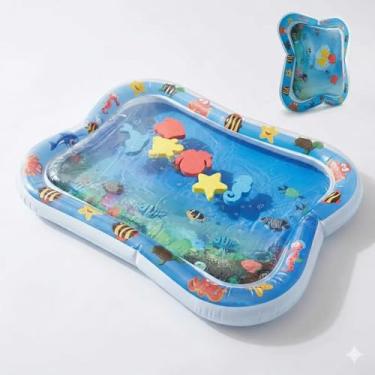 Imagem de Tapete Inflável Infantil TummyJoy com Tema Aquático, Almofada de Água com Animais Marinhos, Brinquedo Sensorial para Bebês