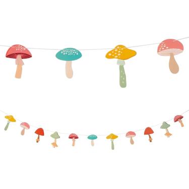 Imagem de Fun Express Guirlanda de cartolina pendurada com cogumelos selvagens de 2,1 m x 18 cm
