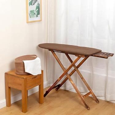 Imagem de Tábua de passar a ferro de madeira maciça de altura ajustável, rack dobrável retrô, design vertical grande, essencial para lavanderia doméstica resistente, acabamento branco para interiores elegantes