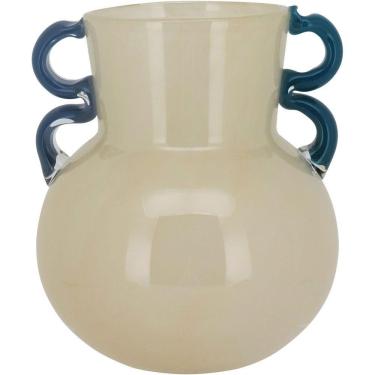 Imagem de Vaso Decorativo Enfeite Casa Vidro 21x17x17cm Marfim