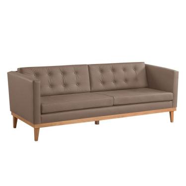 Imagem de Sofá Living Hibisco 2,19m Em Corino Pés Em Madeira Cor Cáqui