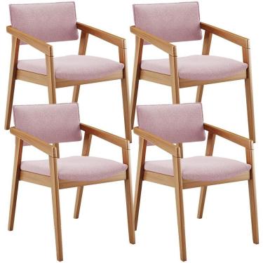 Imagem de Kit 04 Cadeiras Para Sala De Jantar Estar Living Giorgia B04 Bouclê Rosê