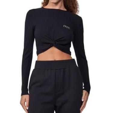 Imagem de Blusa Colcci Canelada Preta Feminina-Feminino